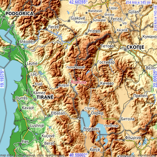 Topographic map of Rostusa