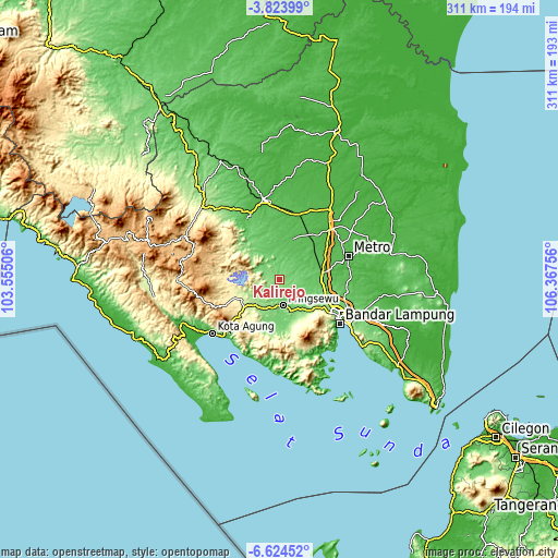 Topographic map of Kalirejo