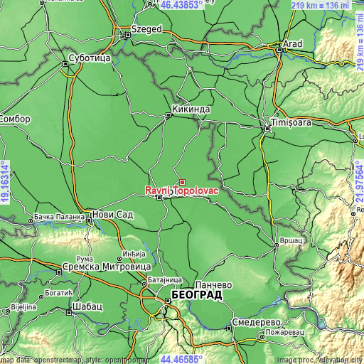 Topographic map of Ravni Topolovac
