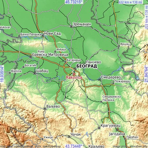 Topographic map of Rakovica