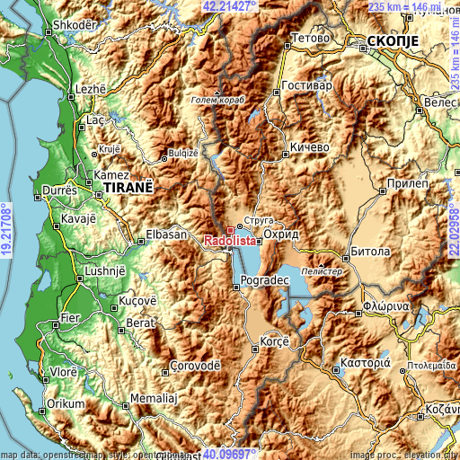 Topographic map of Radolista