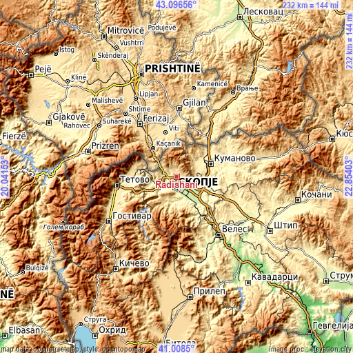 Topographic map of Radishani