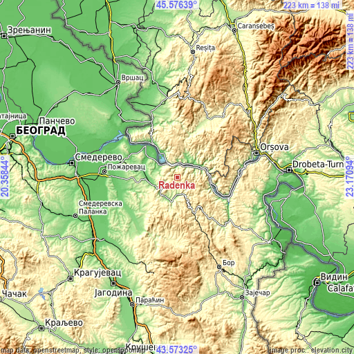 Topographic map of Radenka