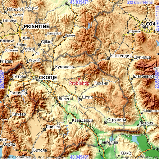 Topographic map of Probishtip
