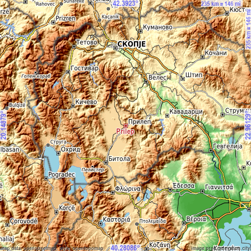 Topographic map of Prilep