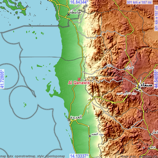 Topographic map of Al Qanāwiş