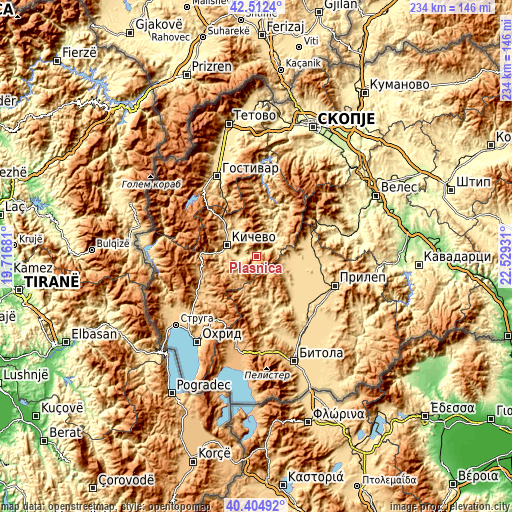 Topographic map of Plasnica