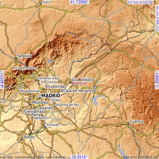 Topographic map of Atanzón