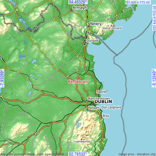 Topographic map of Kentstown