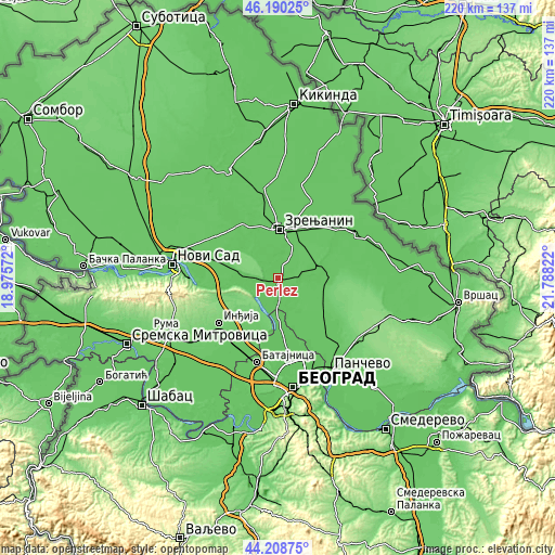 Topographic map of Perlez