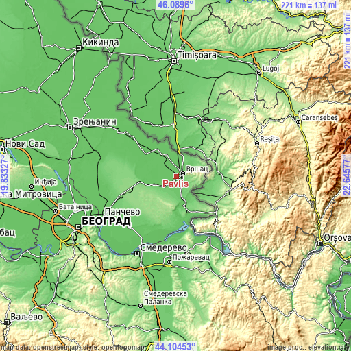 Topographic map of Pavliš