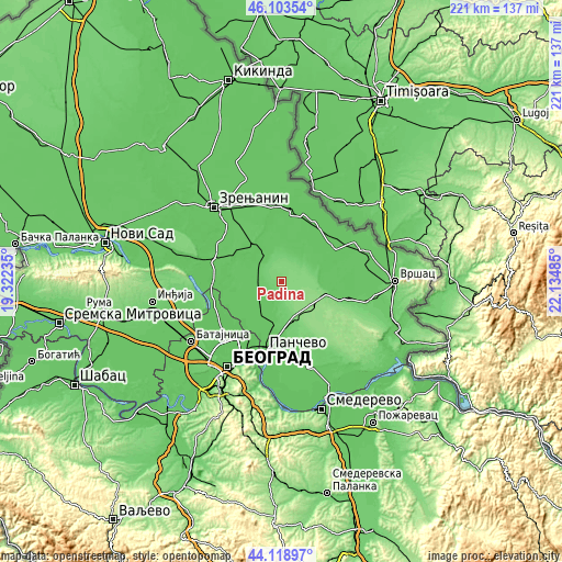 Topographic map of Padina