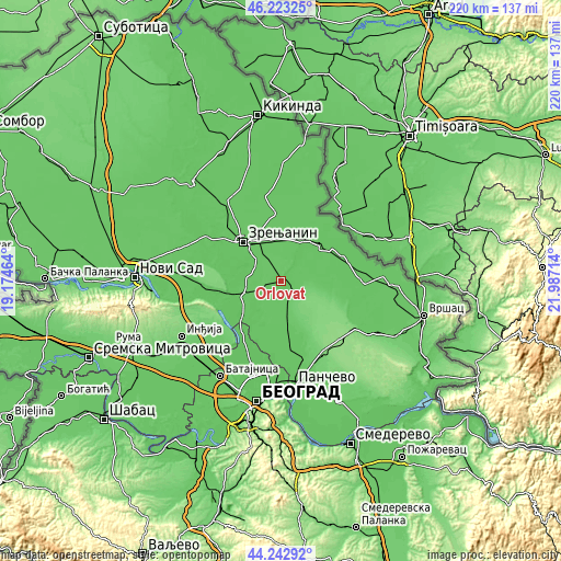 Topographic map of Orlovat
