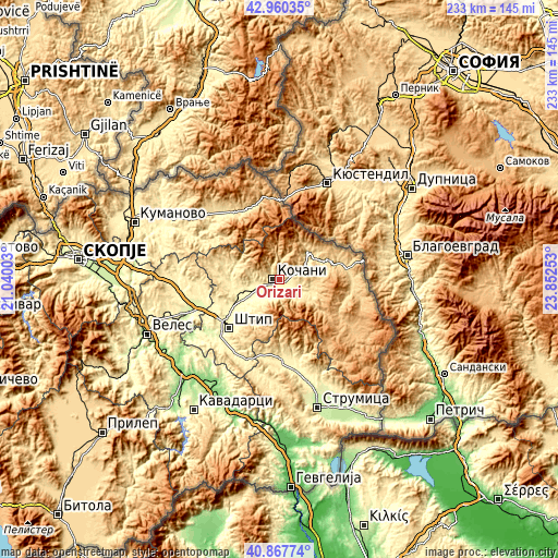 Topographic map of Orizari