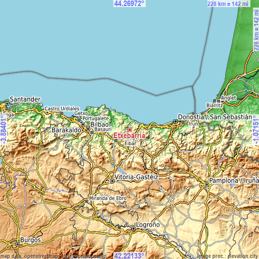 Topographic map of Etxebarria