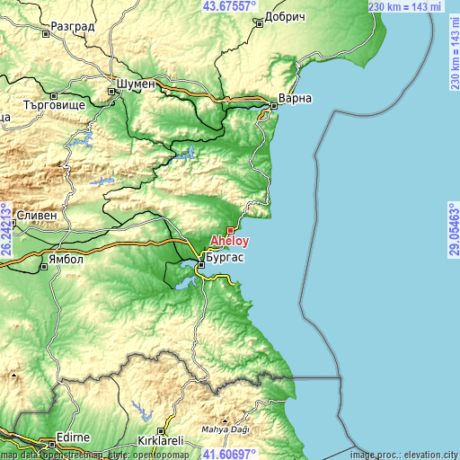 Topographic map of Aheloy