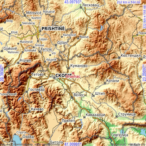 Topographic map of Orashac
