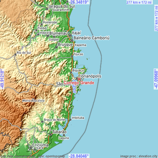 Topographic map of Corrego Grande