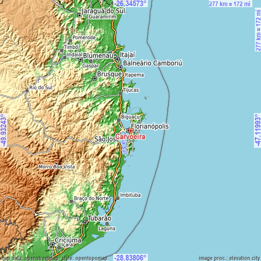 Topographic map of Carvoeira