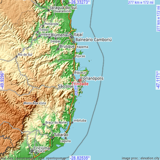 Topographic map of Trindade