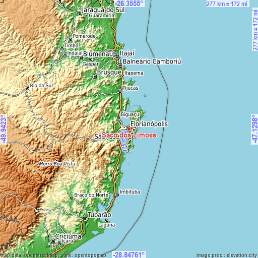 Topographic map of Saco dos Limoes