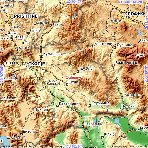 Topographic map of Oblesevo