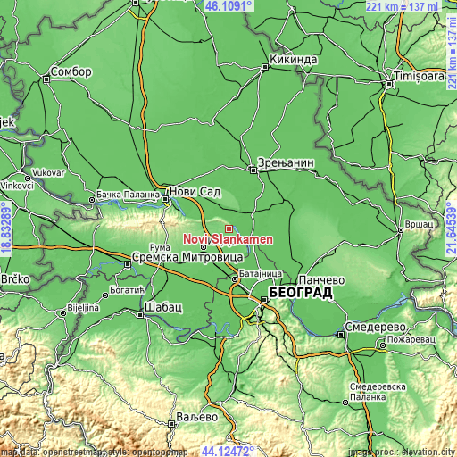 Topographic map of Novi Slankamen