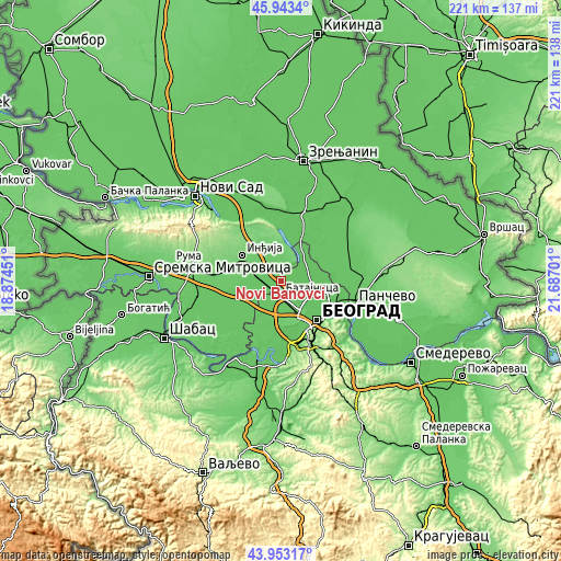 Topographic map of Novi Banovci