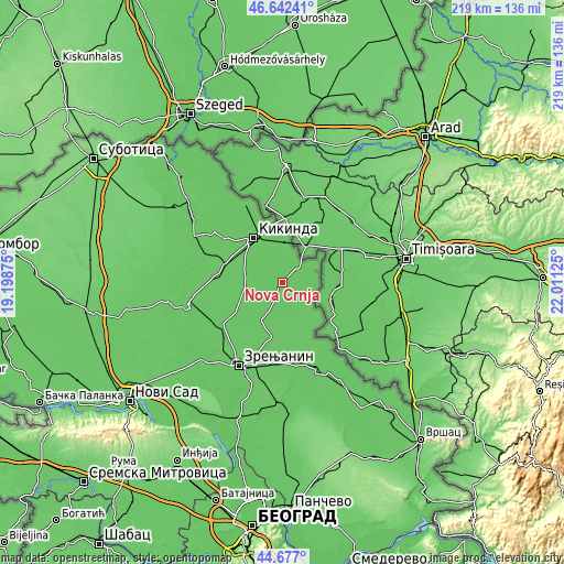 Topographic map of Nova Crnja