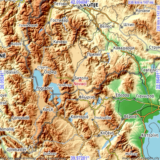 Topographic map of Novaci