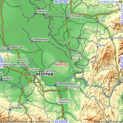 Topographic map of Nikolinci