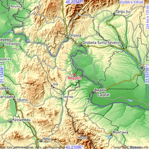 Topographic map of Negotin