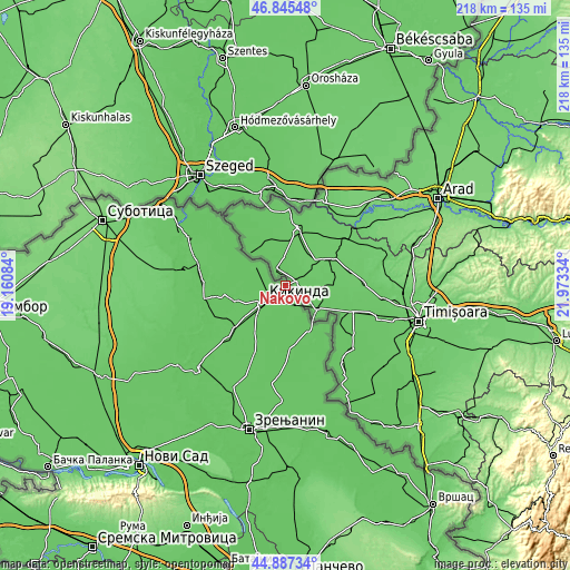 Topographic map of Nakovo