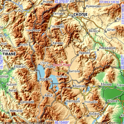 Topographic map of Demir Hisar