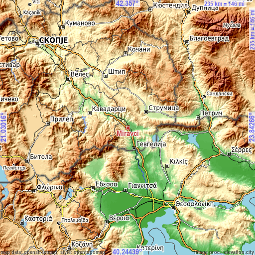Topographic map of Miravci