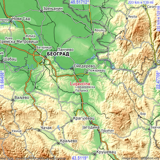 Topographic map of Lugavčina