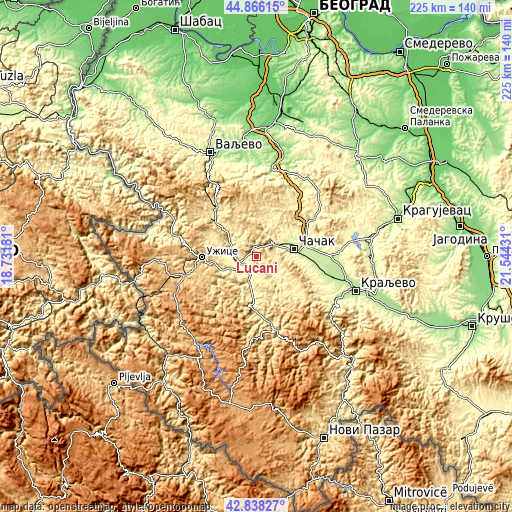 Topographic map of Lučani