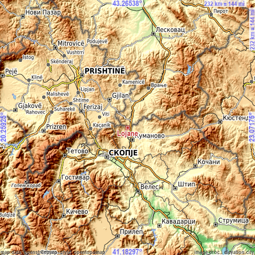 Topographic map of Lojane