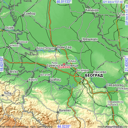 Topographic map of Ljukovo