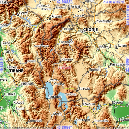 Topographic map of Lisičani