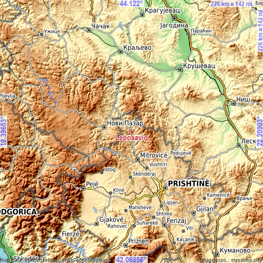 Topographic map of Leposaviq