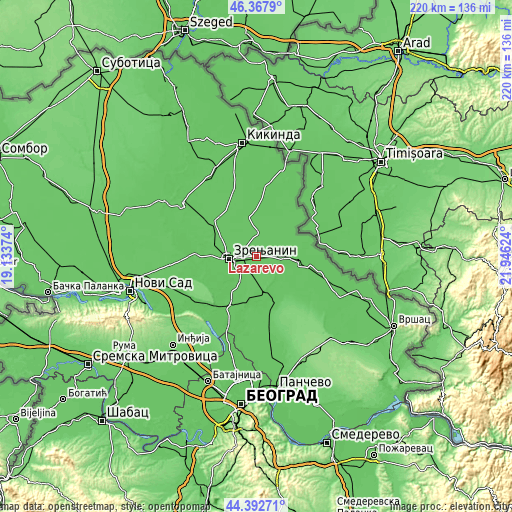 Topographic map of Lazarevo