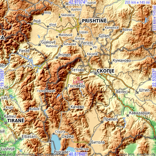 Topographic map of Larce
