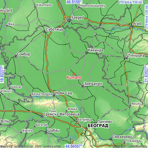 Topographic map of Kumane
