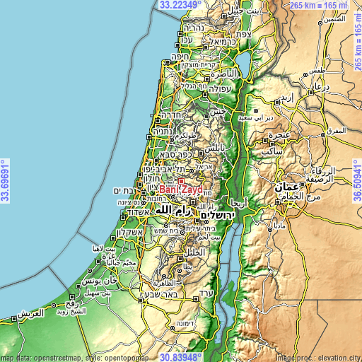 Topographic map of Banī Zayd
