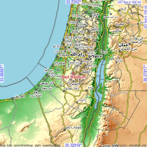 Topographic map of Bayt Maqdum