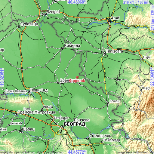 Topographic map of Krajišnik