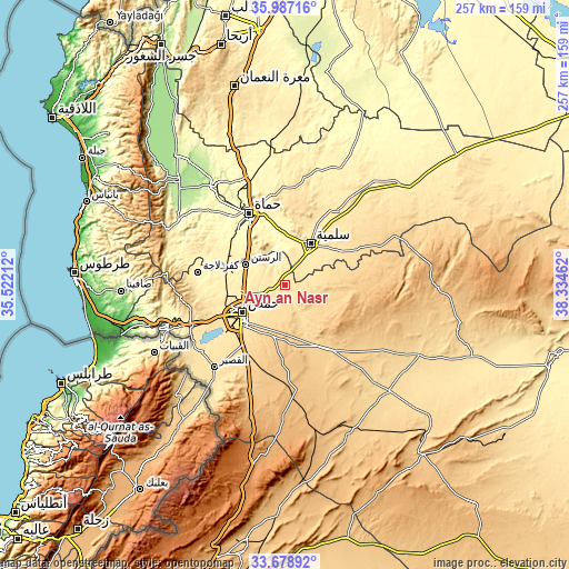 Topographic map of ‘Ayn an Nasr