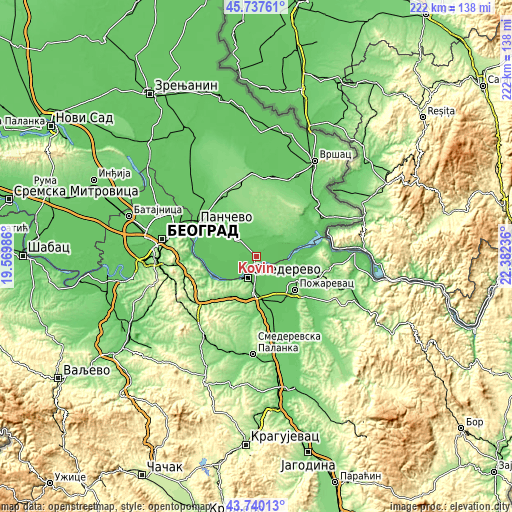 Topographic map of Kovin