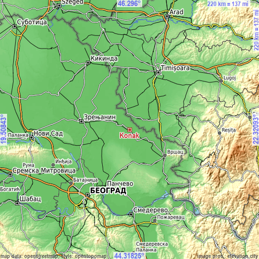 Topographic map of Konak